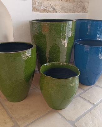 VASO IN CERAMICA ARREDO VERDE ACIDO DIVERSE MISURE