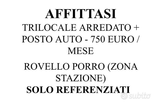 Trilocale arredato con posto auto