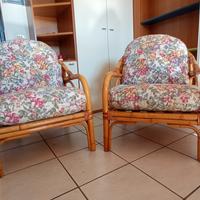 Coppia di poltrone/sedie in rattan e vimini