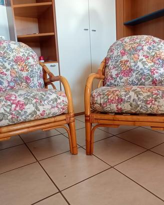 Coppia di poltrone/sedie in rattan e vimini