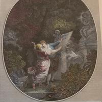 Incisione antica (1770) con cornice in radica