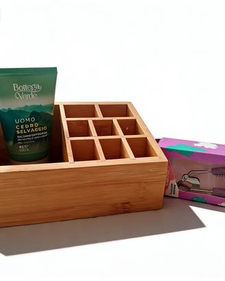 Set beauty: Organizer in bambù + Balsamo Uomo + Pi