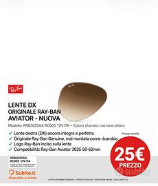 Lente dx originale Ray-Ban aviator RB 3025 AA