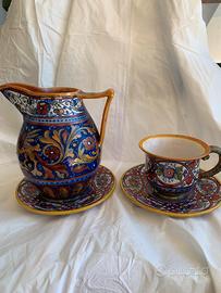 Brocca tazza e piatti ceramica Gualdo Tadino