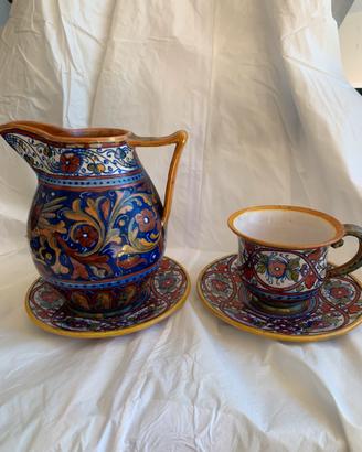 Brocca tazza e piatti ceramica Gualdo Tadino