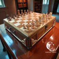 Scacchiera - Set artigianale con scacchi e dama