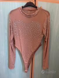Body nude con strass - effetto gioiello