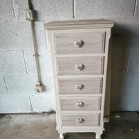 Mobiletto cassettiera shabby 5 cassetti bianco 