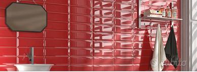 Piastrella bagno Iris Ceramica 10X30 rossa   mq 13