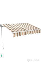 Tenda da sole a barra quadra righe beige nuova
