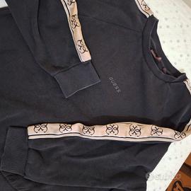 Tuta Guess nera log laterale beige felpa+pantalone