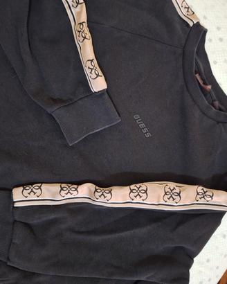 Tuta Guess nera log laterale beige felpa+pantalone