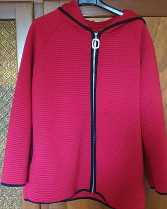 Cardigan/felpa rossa con tasche e cappuccio