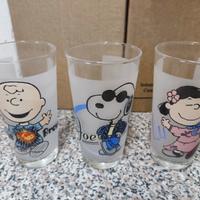 n.3 bicchieri vetro pers.Peanuts