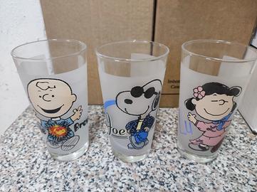 n.3 bicchieri vetro pers.Peanuts