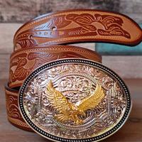 Cintura cowboy country vera pelle fibbia acciaio