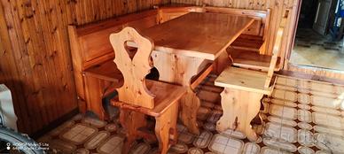 Panca tavolo sedie in legno massiccio, 