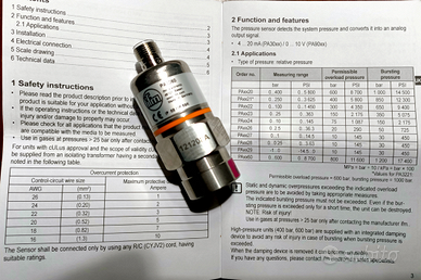 Trasduttore sensore di pressione IFM