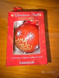 Sfera decorazioni glitterate e fiocchi e luci led