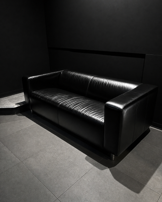 Divano 2 posti in pelle nera — stile lounge