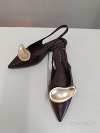 Slingback marroni donna con punta affusolata N 37
