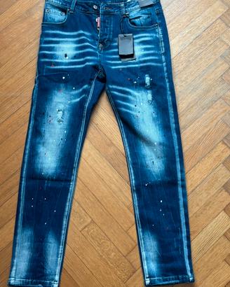 jeans Dsquared2 slim Distressed con Vernice- Nuovo