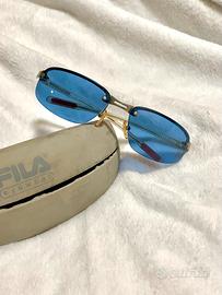 Occhiali da sole FILA vintage stile Y2K/lenti blu