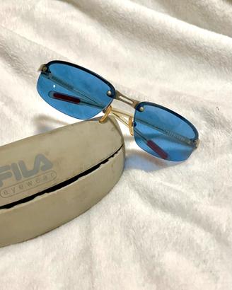 Occhiali da sole FILA vintage stile Y2K/lenti blu