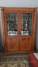 Libreria antica in legno massello con vetro