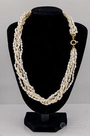 Girocollo Perle di fiume con chiusura oro Vintage