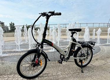 Bici elettrica argento piuma