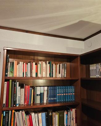 Libreria angolare a muro in legno 