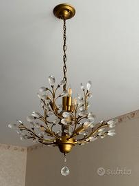 Lampadario a 7 luci  color simil ottone e pendenti