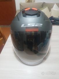 casco moto jet ls2 OF521 infinity titanio arancio 