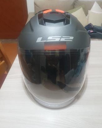 casco moto jet ls2 OF521 infinity titanio arancio 