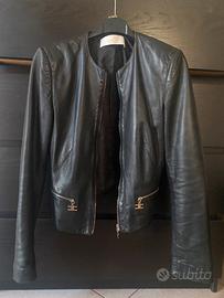 Giacca in pelle Elisabetta Franchi Gold nera