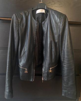 Giacca in pelle Elisabetta Franchi Gold nera