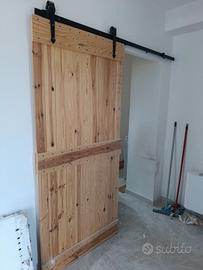 Porta scorrevole di legno completa