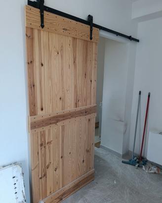 Porta scorrevole di legno completa