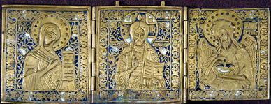 ANTICA ICONA XIX secolo con smalti grammi 1100