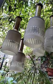 Lampadario struttura in acciaio e bocce in vetro