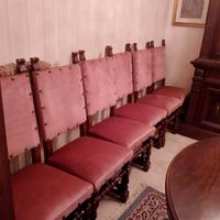 set 6 sedie in velluto rosa