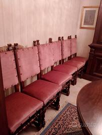 set 6 sedie in velluto rosa