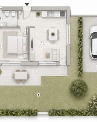 Bilocale con giardino e posto auto a Tradate