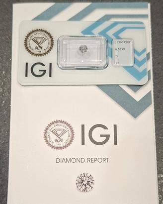 0.50 D IF 3EX N Diamante NATURALE Certificato IGI