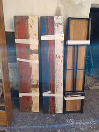 Set 3 Panche in legno massello (Legno e Ferro Nero