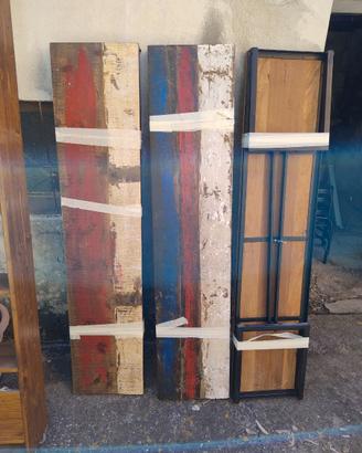 Set 3 Panche in legno massello (Legno e Ferro Nero