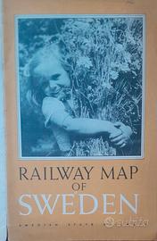 Carta ferroviaria - Railway Map of Sweden anni '50