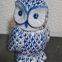 Figura gufo porcellana dipinta 