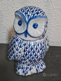 Figura gufo porcellana dipinta 